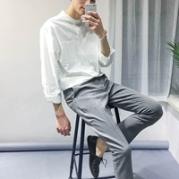 Белая рубашка, в корейском стиле, из хлопка и льна