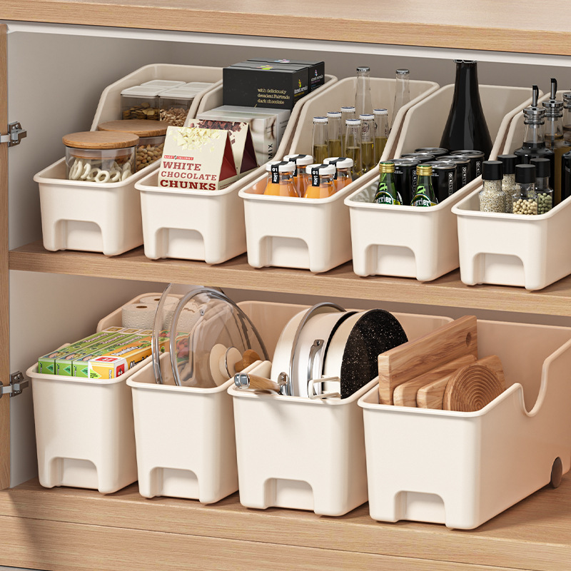 厨房桌面收纳盒带滑轮橱柜储物盒