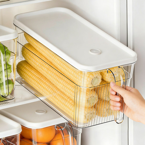 透明冰箱收纳盒食品级保鲜盒双层抽屉式水果蔬菜储物盒带盖 - 封面
