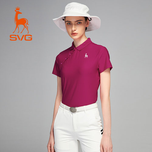 SVG高尔夫女士短袖t恤玫红色