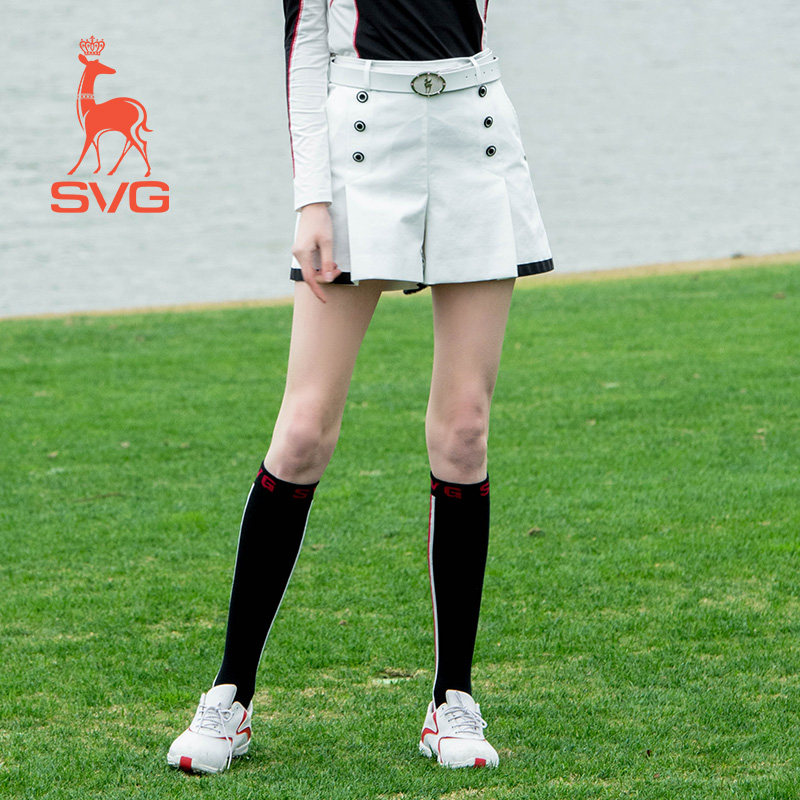 SVG高尔夫服装女秋季早秋高腰阔腿短裤复古学院风短裙弹力裙裤女