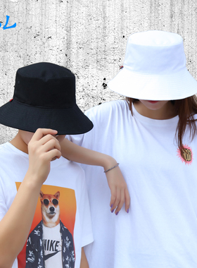 大檐黑色渔夫帽女韩版百搭日系防晒遮阳太阳帽子男盆帽潮显脸小