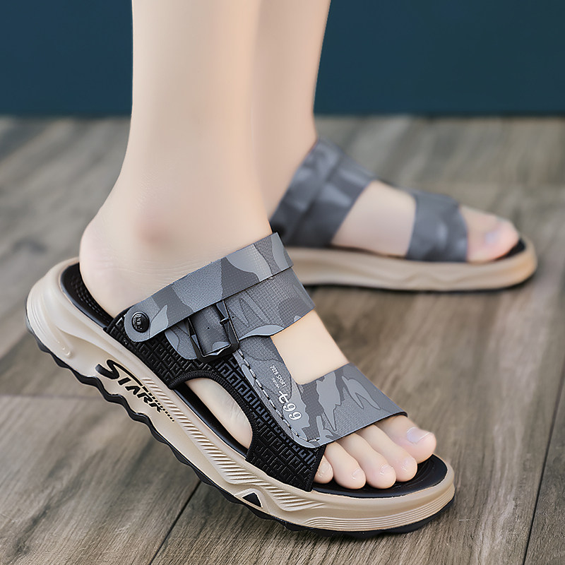 BEACH SANDALS MENS AUTUMN WEAR NON-SLIP VERSATILE WEARABLE WEAR-RESISTANT THICK-SOLED DUAL-PURPOSE VIETNAMESE DRIVING OUTDOOR WADING SLIPPERS