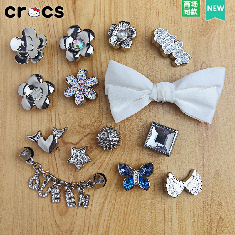 适配卡骆驰cross洞洞鞋花鞋扣蝴蝶结高级质感金属diy配件装饰扣