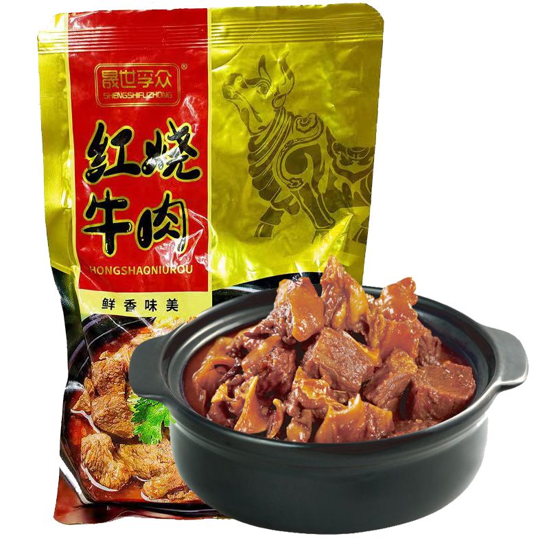 红烧牛肉500g袋红烧牛腩煲牛筋火锅卤牛肉熟食加热即食预制菜速食