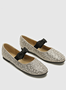 【何泓姗同款】2025春季新品吉光片羽芭蕾单鞋满钻平底玛丽珍鞋女