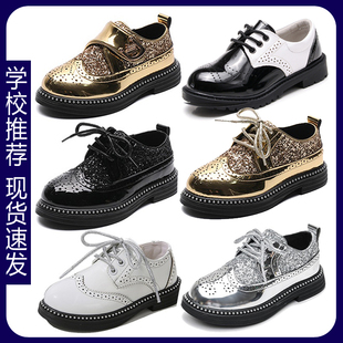 男童亮面皮鞋黑色英伦风春男孩学生透气软底表演鞋儿童切尔西皮鞋