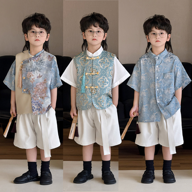 中式男童主持人小礼服夏季生日儿童西装马甲套装痞帅国风走秀潮服,童装/婴儿装/亲子装,西服/小西装,淘宝优惠券,粉丝福利购,淘宝优惠卷