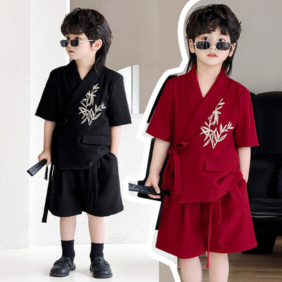 新中式男童西装套装走秀潮服国风