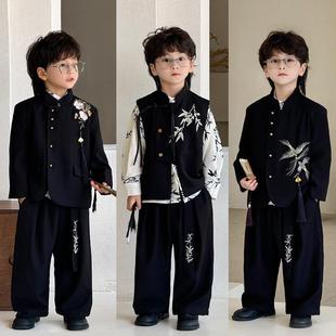 唐装男童中国风套装2025新款男孩汉服新中式西装儿童中山装演出服