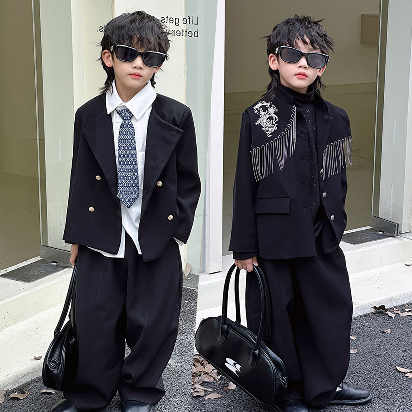 痞帅男童西装套装主持人走秀礼服