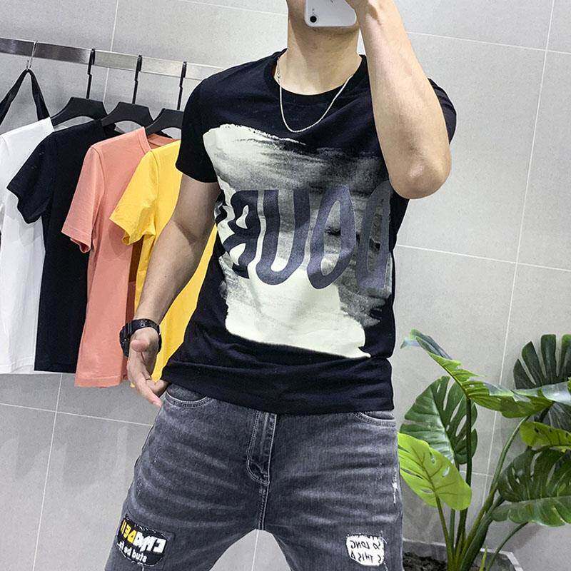 潮流潮牌夏季短袖t恤男韩版修身纯棉字母印花休闲青年半袖ins大码