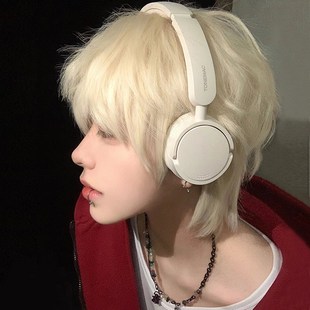 速发假发男自发微分全盖白金色男生短然蓬松男士 日常碎头套式