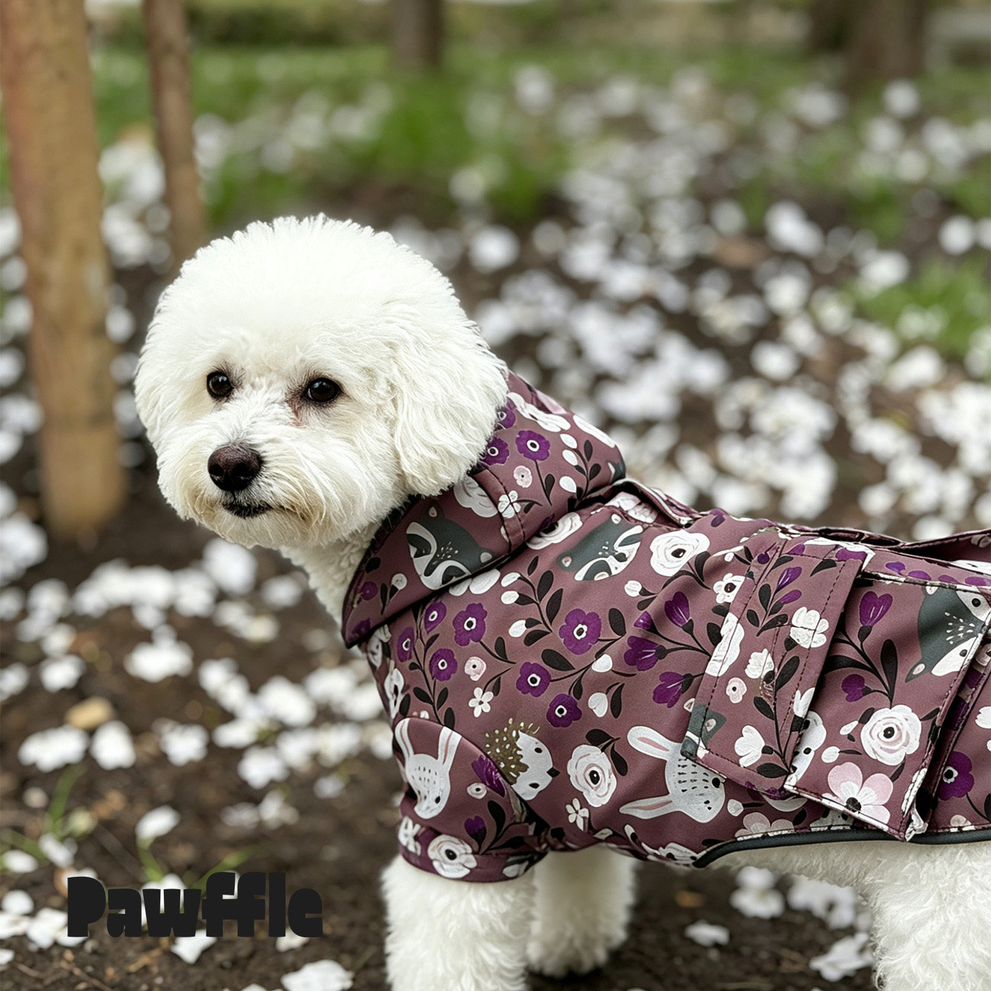 Pawffle狗狗连帽碎花防雨雨衣
