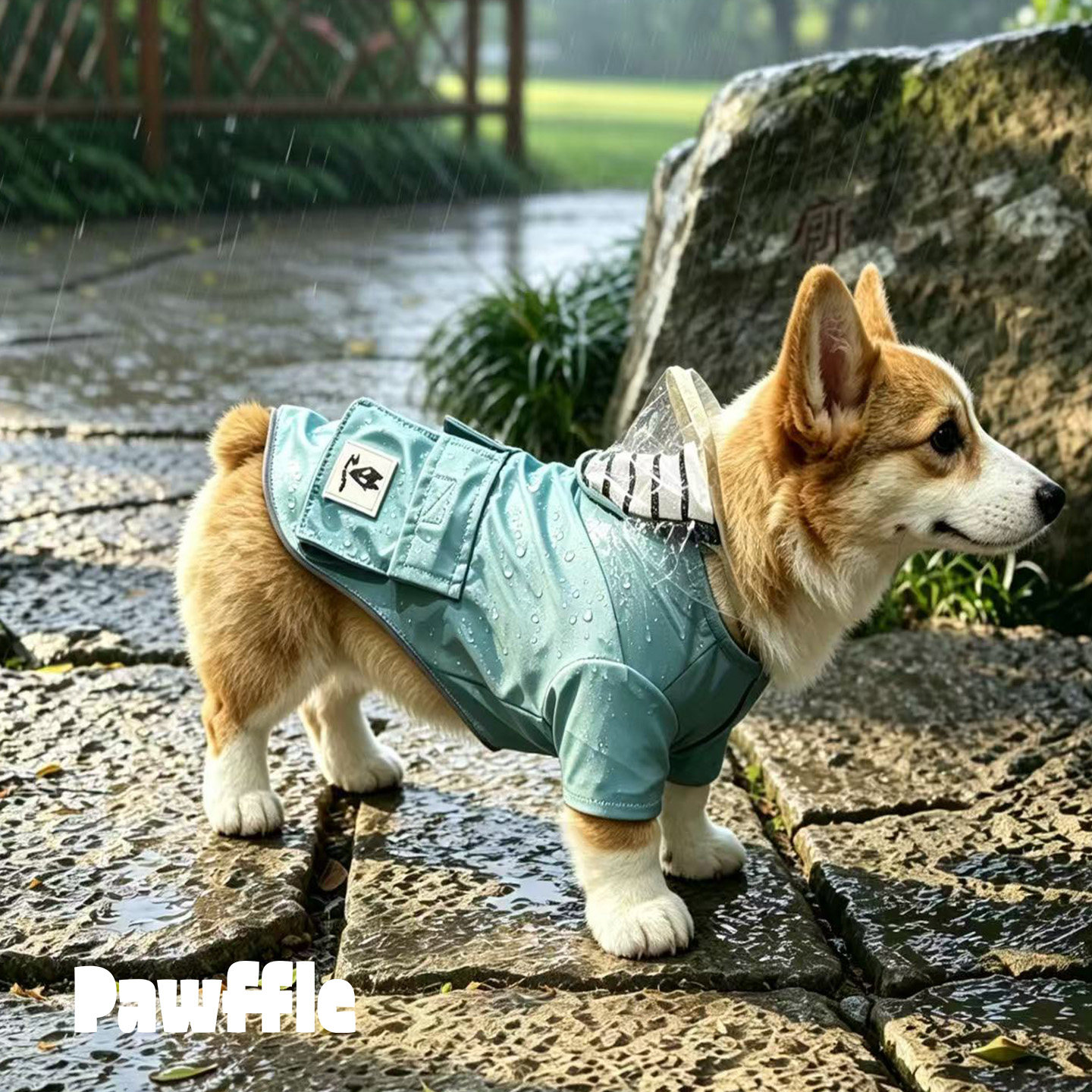 Pawffle中小型犬连帽防水雨衣