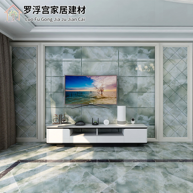 高档佛山瓷砖背景墙砖800x800客厅防滑全抛釉 仿玉石微晶石地板砖