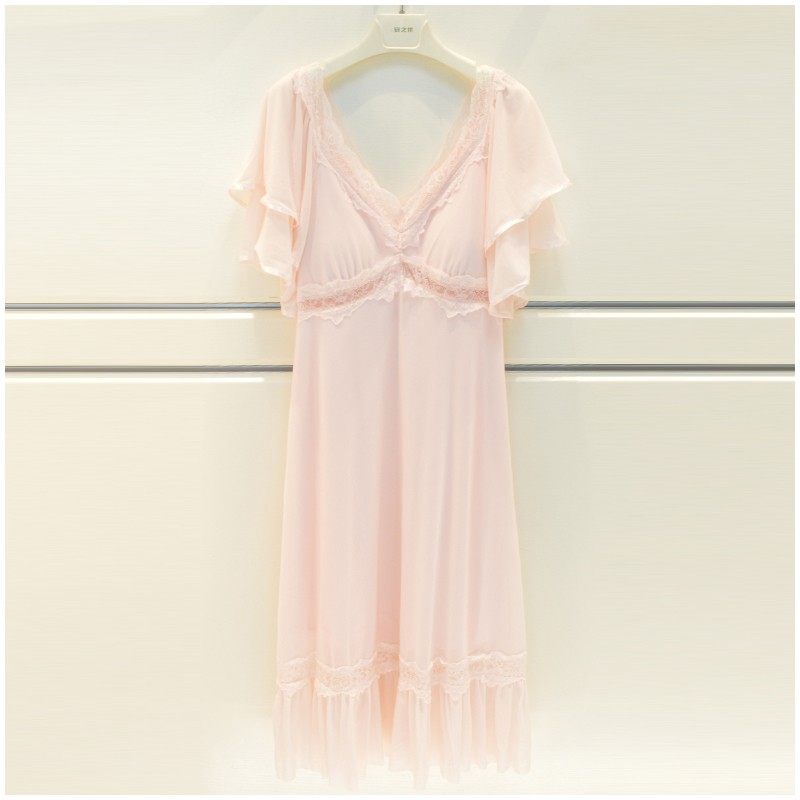 安之伴睡衣2023夏季新品女士薄时尚性感裸背舒适带胸垫睡裙家居服