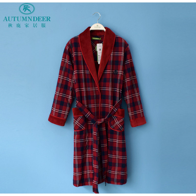 秋鹿睡衣专柜2020秋冬女士纯棉里海岛绒关刀领保暖奢华家居服睡袍,女士内衣/男士内衣/家居服,睡袍/浴袍,淘宝优惠券,粉丝福利购,淘宝优惠卷