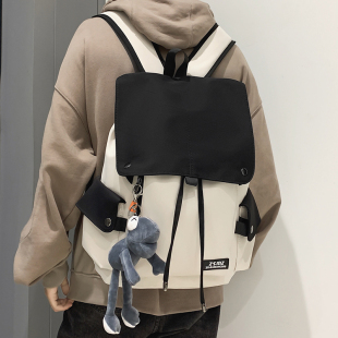 背包男双肩包大学生书包男ins潮酷时尚 高中简约撞色大容量电脑包