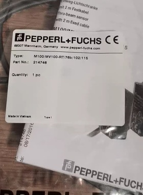 倍加福M100/MV100-RT/76b/102/115对射型光电传感器订货号 214746