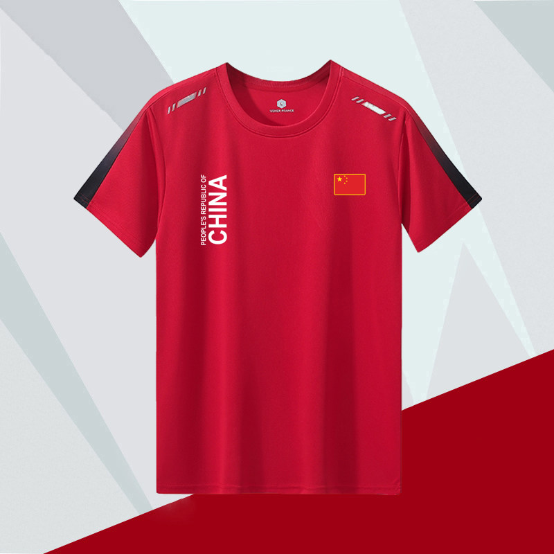 中国队China速干运动短袖T恤男女夏季薄款健身衣服训练跑步上衣