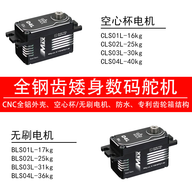 kingmax全钢齿无刷防水工业矮身攀爬大脚车01/02/03/04L数码舵机