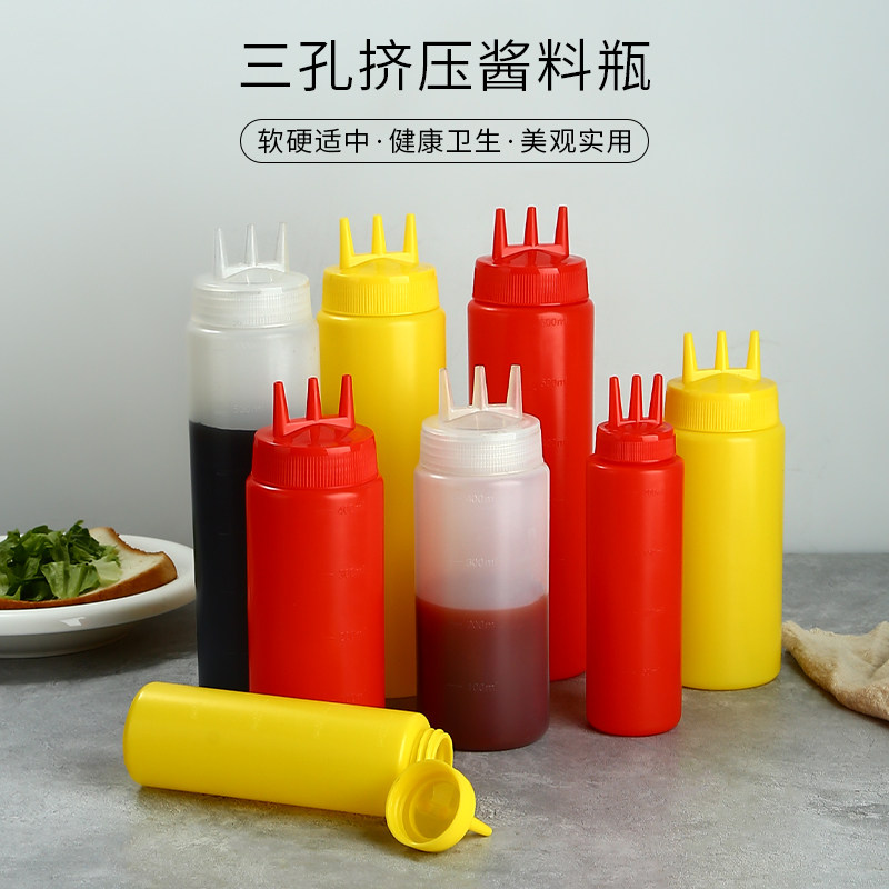 塑料三孔酱汁瓶挤酱瓶果酱图片