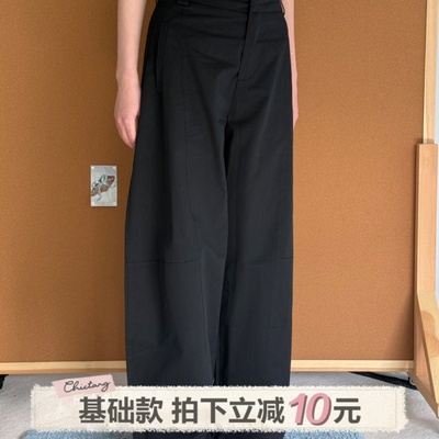 0618韩系简约高腰显瘦宽松阔腿松弛感休闲长裤子女鑫呐F0430