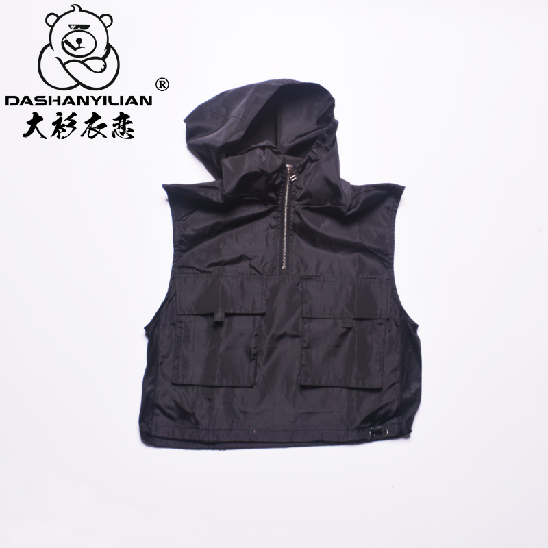 大衫衣恋嘻哈国潮多口袋战术马甲透气情侣坎肩 街舞演出团队定制