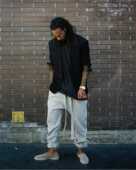 抽绳裤 大衫 运动休闲宽松束脚卫裤 潮男加肥加大码 衣恋FOG 飘带长裤