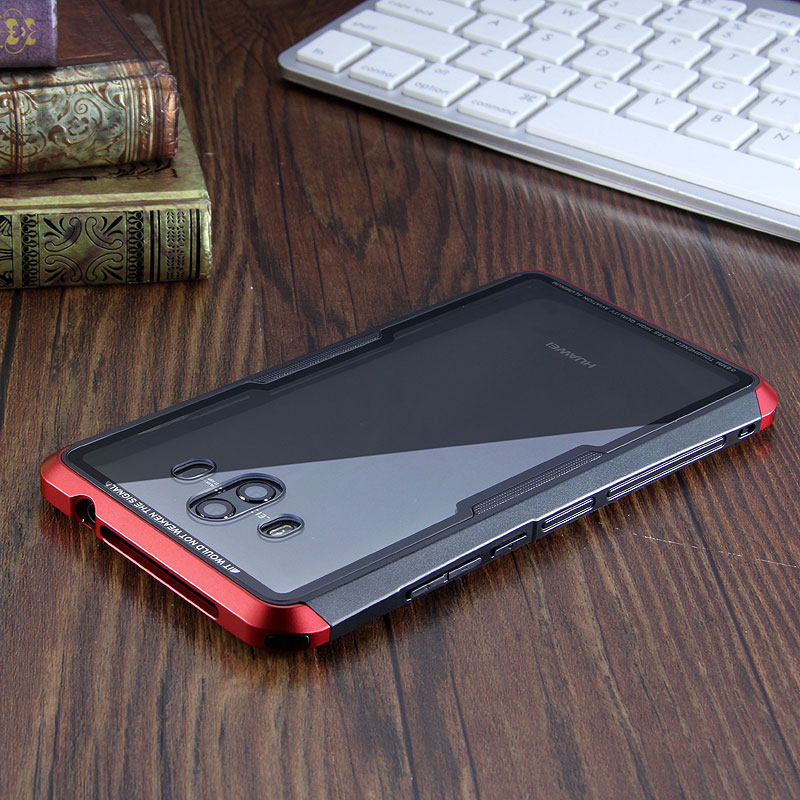 Luphie Nunchaku Airframe Metal Frame Air Barrier Tempered Glass Back Case Cover for Huawei Mate 10