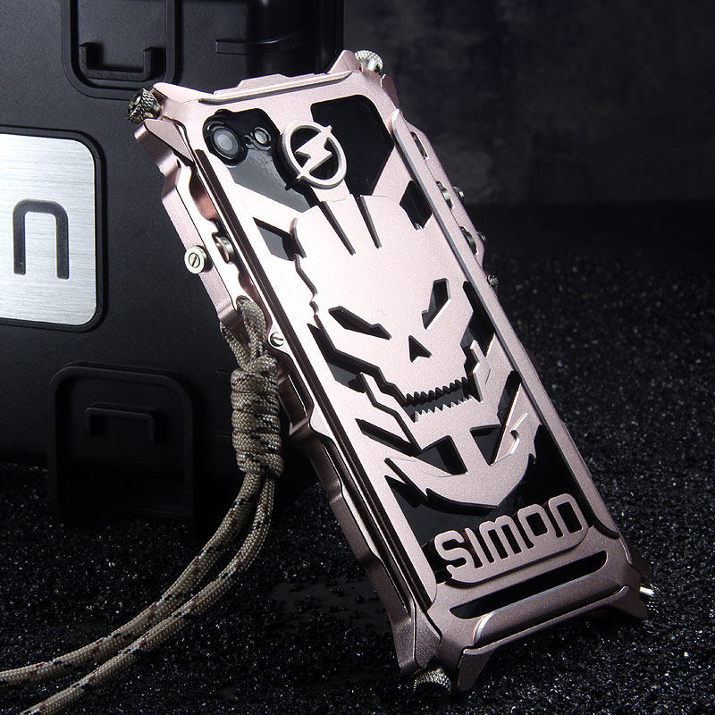 SIMON Mechanical Arm Skull Punk Premium Aluminum Metal Bumper Shockproof Case Cover for Apple iPhone 7 Plus & iPhone 7