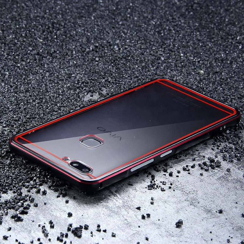 iy Bicolor Aurora Aluminum Metal Bumper Scratch Resistant Transparent PC Case Cover for vivo X20 Plus & vivo X20