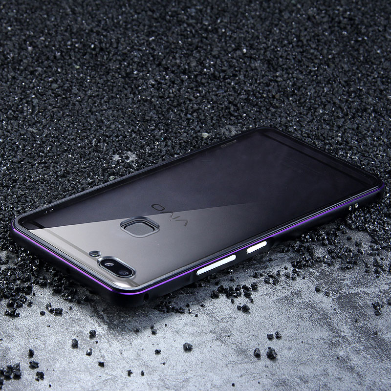 iy Bicolor Aurora Aluminum Metal Bumper Scratch Resistant Transparent PC Case Cover for vivo X20 Plus & vivo X20