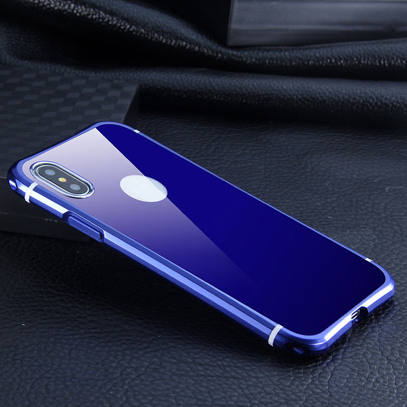iy Rainbow Aluminum Metal Bumper Dazzle PC Back Cover Case for Apple iPhone X