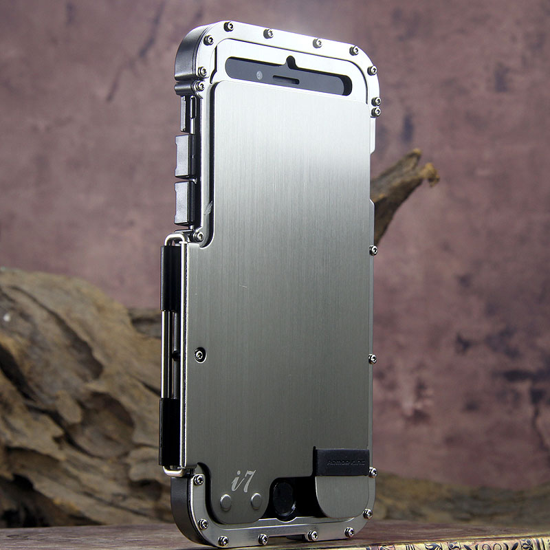 Armor King Iron Man Luxury Shockproof Stainless Steel Aluminum Metal Flip Case Cover for Apple iPhone 7 Plus & iPhone 7