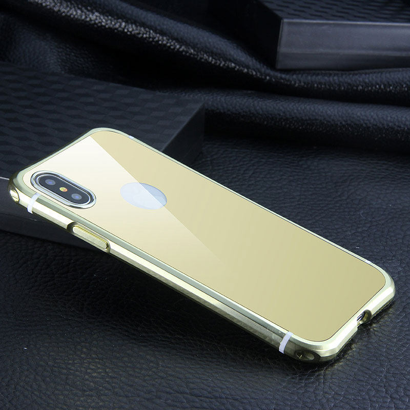 iy Rainbow Aluminum Metal Bumper Dazzle PC Back Cover Case for Apple iPhone X