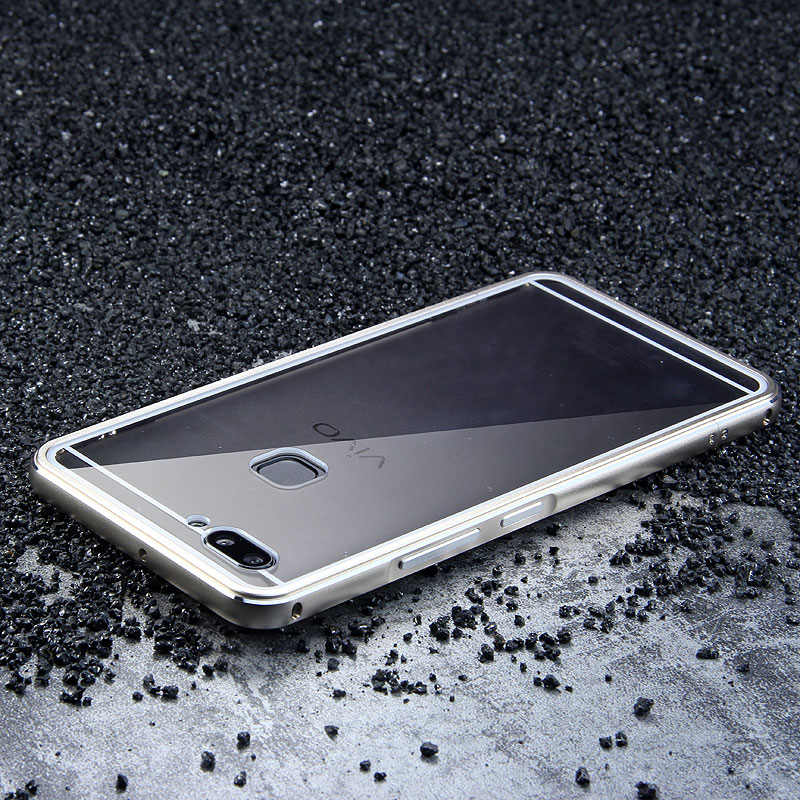 iy Bicolor Aurora Aluminum Metal Bumper Scratch Resistant Transparent PC Case Cover for vivo X20 Plus & vivo X20