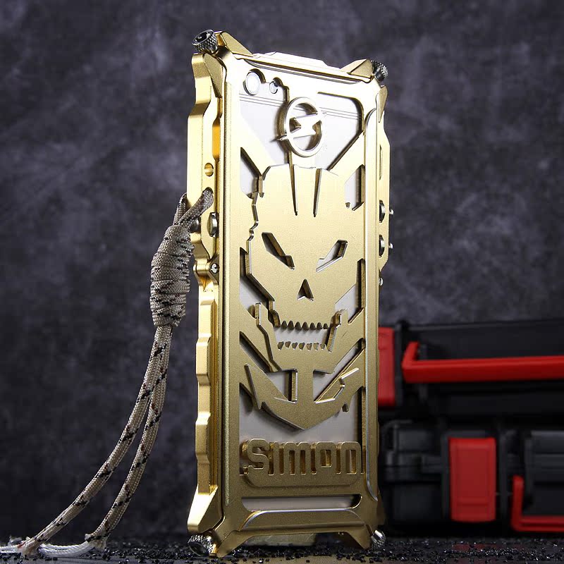 SIMON Mechanical Arm Skull Punk Premium Aluminum Metal Bumper Shockproof Case Cover for OPPO R9s Plus & OPPO R9s