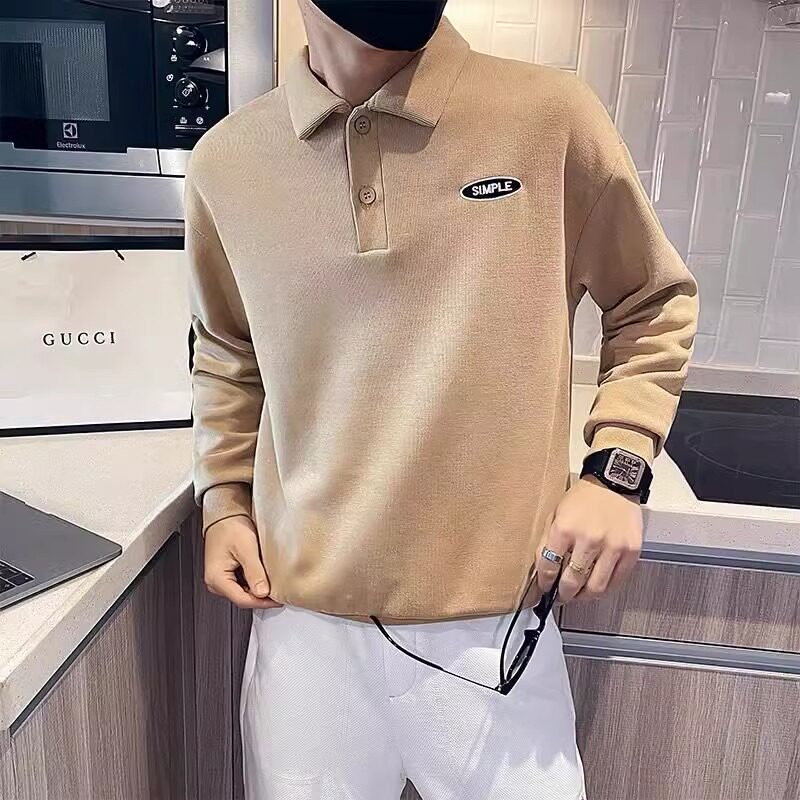卫衣男潮ins秋冬长袖Polo衫时尚潮流网红潮牌修身休闲百搭上衣服