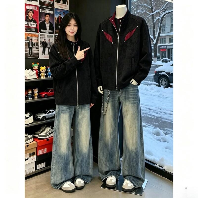 841原版蛋白皮PU无异味皮革美式复古撞色皮衣夹克男秋季cleanfi