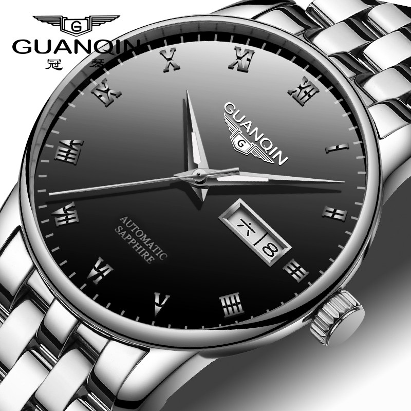 冠琴手表男士防水时尚2018新款机械表全自动镂空夜光潮流精钢男表