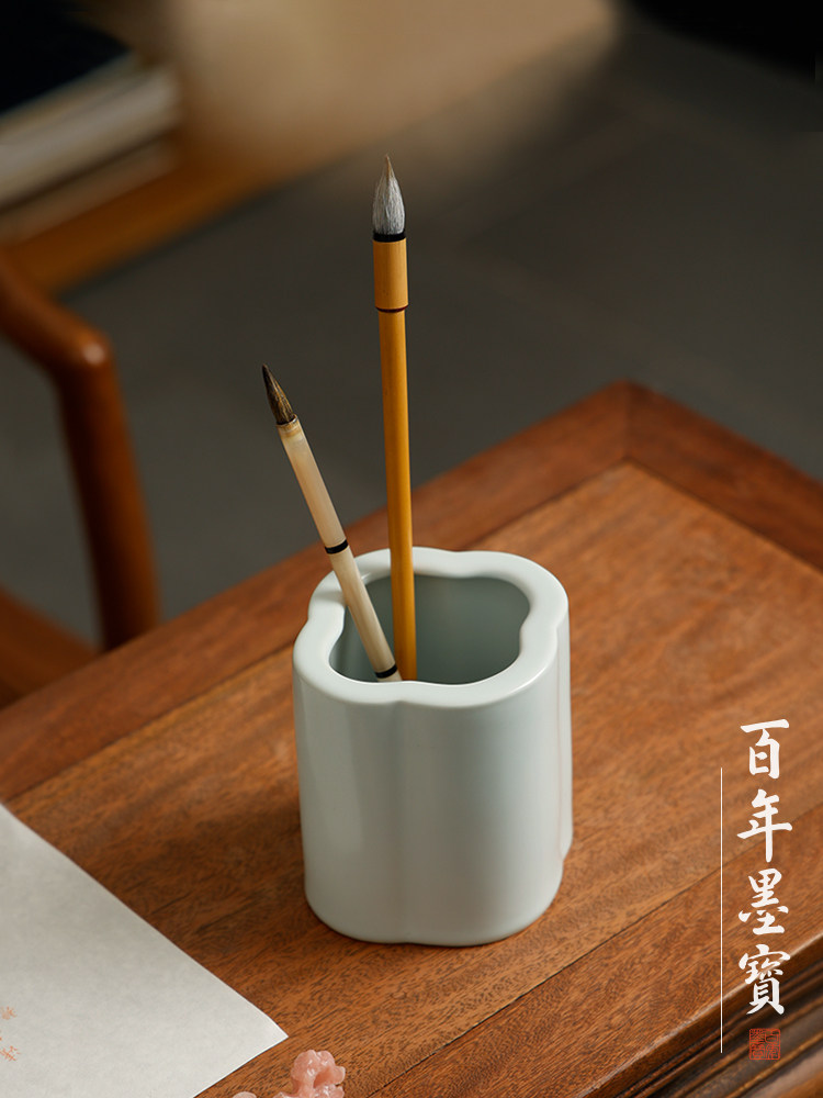 RU KILN XIANGYUN 브러시 홀더 연구 4 개의 보물 서예 연습 다기능 서예 도자기 브러시 보관 홀더