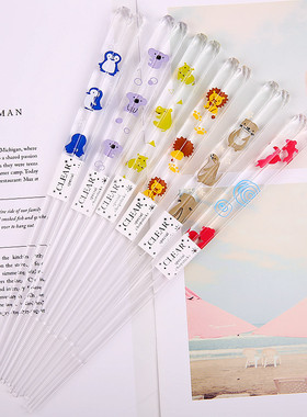 日本进口可爱动物印花透明树脂筷子家用日式尖头筷洗碗机可用