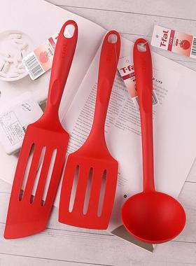 日本本土法国t-fal厨房锅铲锅勺红色家用炒菜铲子汤勺尼龙不粘锅