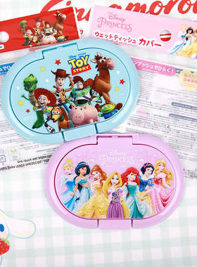 日本大创DAISO玩具总动员公主一键式湿巾盒盖湿纸巾盖纸日式卡通