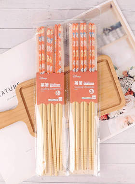 日本大创DAISO长款筷子日式竹筷火锅米奇米妮加长炸油炸防烫捞面