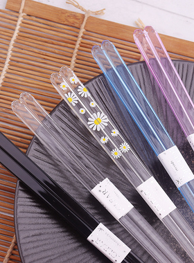 日式透明筷子尖头网红款彩色亚克力树脂筷家用情侣洗碗机樱花筷