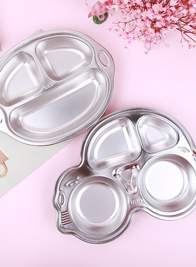 304不锈钢儿童餐盘幼儿园卡通分隔餐具学生分餐日式饭盘分格耐摔