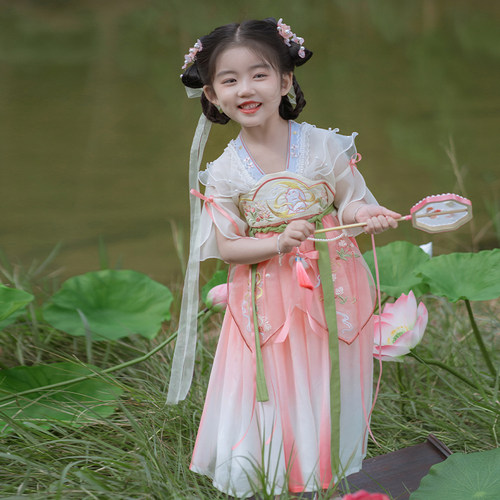 女童汉服夏季薄款超仙古风连衣裙
